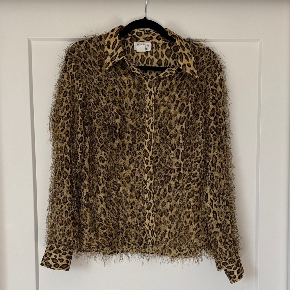 Vintage Fuzzy Leopard Print Blouse